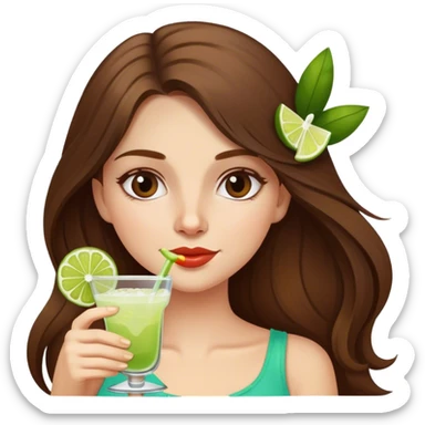 Long-brown-hair-Girl drinking margarita sticker