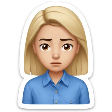 girl in a blue button-up shirt looking disbeleiving sticker