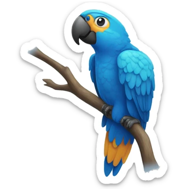close up view of blue parrot to the left sticker