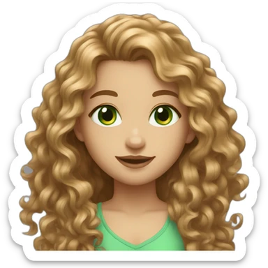beautiful girl with light brown long curly hair and green eyes sticker