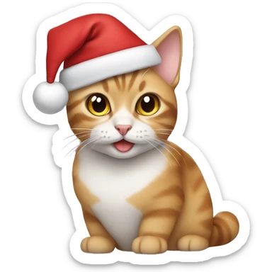 Cat wearing Santa hat sticker