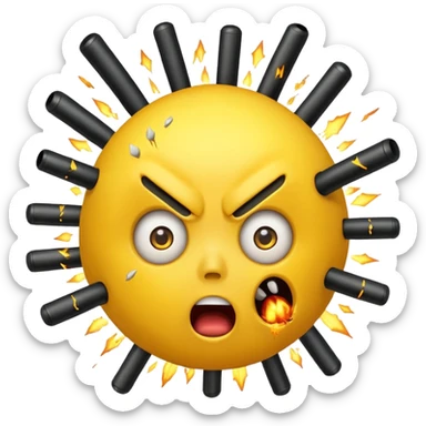 Create a mind blowing face with bombs coming out as a yellow face like 🤯 sticker