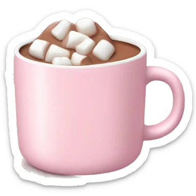 Light Pink mug of hot chocolate with marshmallows  sticker