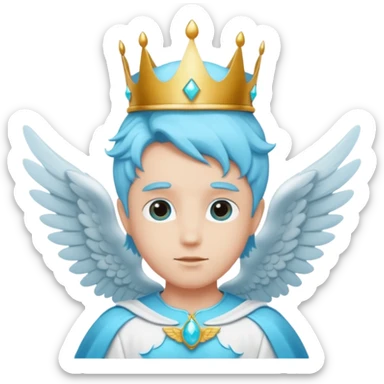 an angel with a cyan crown on his head, 4 wings sticker