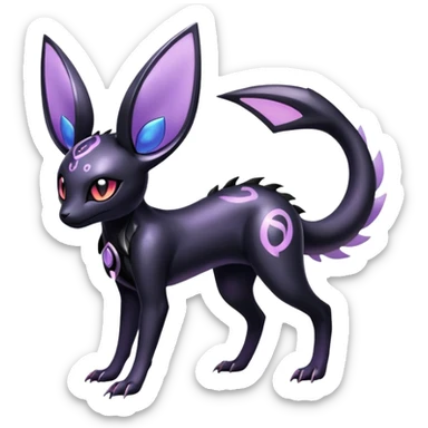 Shiny Ethereal Celestial Futuristic Modern Cyber-Salandit-Umbreon-Espeon-Hybrid (Full body) sticker