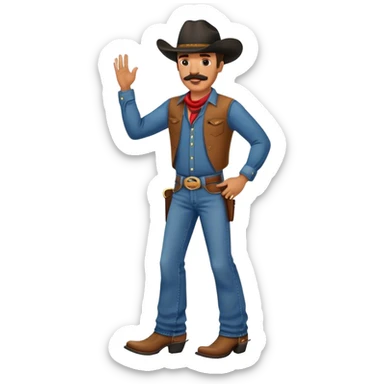Man with dark hat and mustache line dancing in jeans and cowboy boots sticker