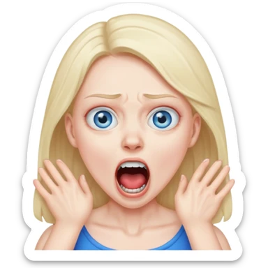 Girl pretending to choke herself & screaming  sticker