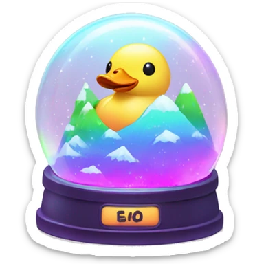 Kawaii rainbow neon duck mountain snow globe  sticker