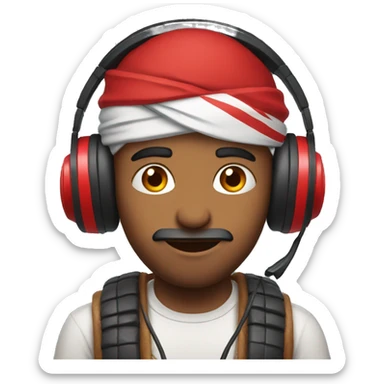 Indian gamer with red headset sticker