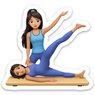 One long dark haired girl doing pilates sticker