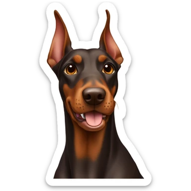 Different shades of brown Doberman without cropped ears looking forward and happy  sticker