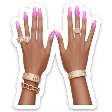 light hand luxury bracelet pink nails sticker