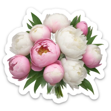 Pink and white peonies bouquet  sticker