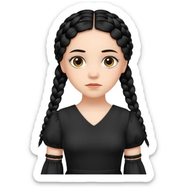 Wednesday with the two braids black sticker