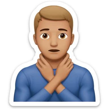 Guy grabbing his nack in a chokehold  sticker