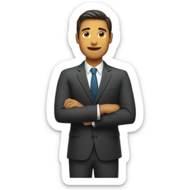 man in suit stretches his arms forward sticker
