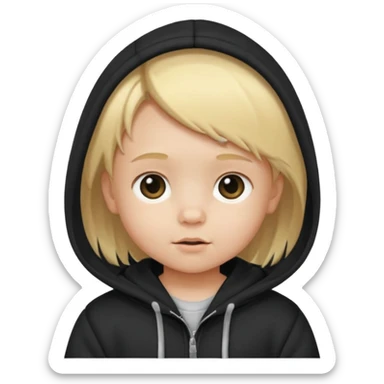 baby with blonde hair and black hoodie sticker