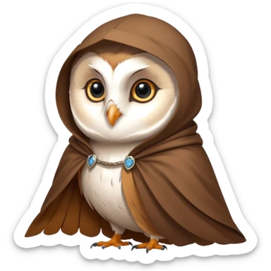 white barn owl in brown cloak sticker