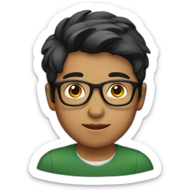 pakistani boy with glasses with red hair sticker