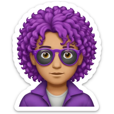 purple haired, curly big haired mexican boy with sunglassess sticker