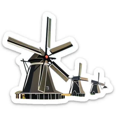 cinematic-realistic-kinderdijk-windmills-landmark-emoji,-showcasing-traditional-dutch-windmills-aligned-along-a-tranquil-canal,-with-lush-green-fields in a picture frame sticker