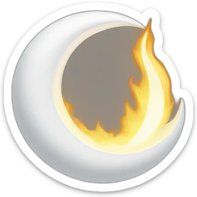 crescent with white flame coming out of it sticker