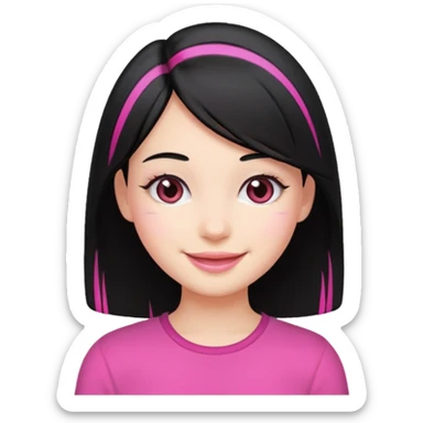 girl with black hair and pink streak by ear sticker