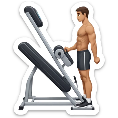side-view of guy using calf-raise machine sticker