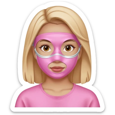 girl with a pink skincare face mask sticker