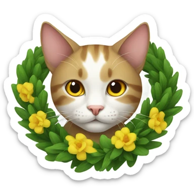 Cat with ukrainian wreath  sticker