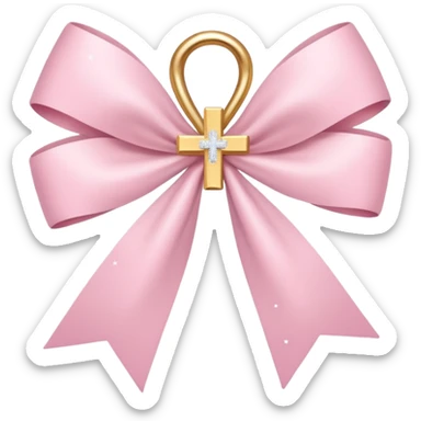 super pale pink bow confetti but the paper confetti are the pale pink bows all spread out with white tiny glitter and then with a cross  sticker