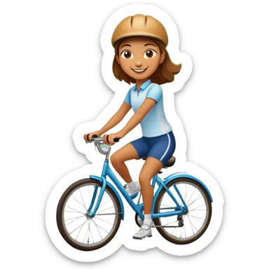 Chica en bicicleta en el parque de una ciudad
 sticker