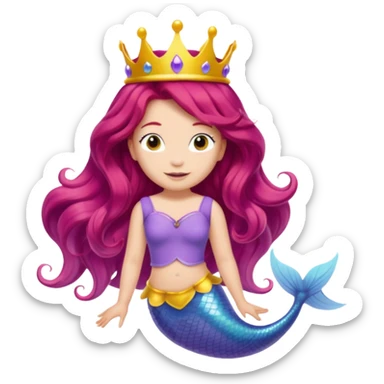 Bubbles the Mermaid from The Wiggles with light skin, long red hair, light lilac outfit, yellow crown sticker