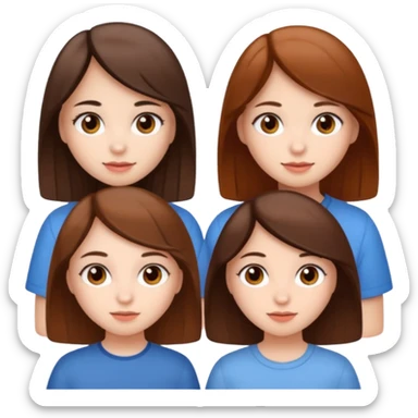 Three girls white skin brown eyes and brown hair  sticker