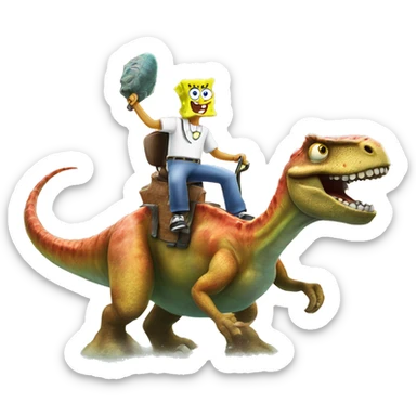 Spongebob squarepants riding a dinosaur sticker