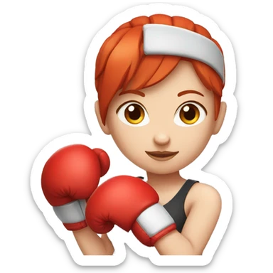 Boxing girl, red hair, white skin, red boxing gloves sticker