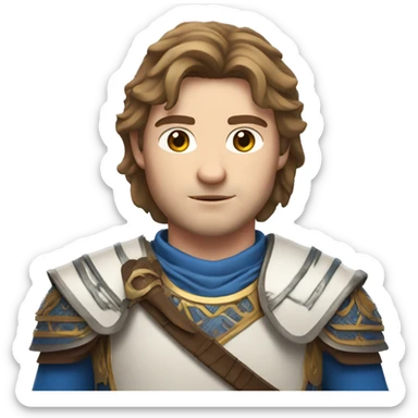British white male with brown hair and blue eyes wearing a Mongolian warrior outfit sticker