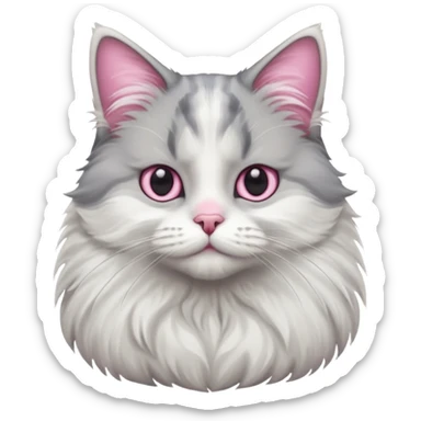 a grey and white cat sitting regally sticker