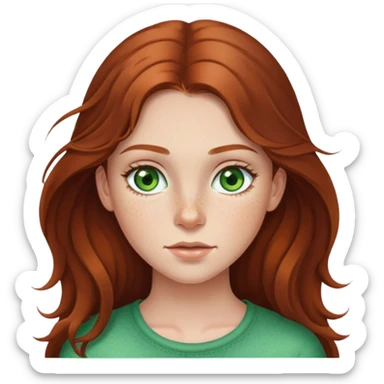 Girl with freckles, long brown hair, and green eyes sticker
