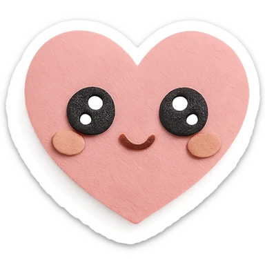 kawaii chibi pink heart character with big sparkling eyes, soft pastel colors sticker