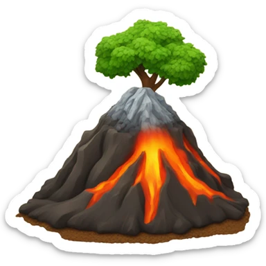 Volcano with a tree sticker
