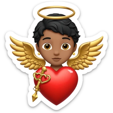black cupid heart sticker