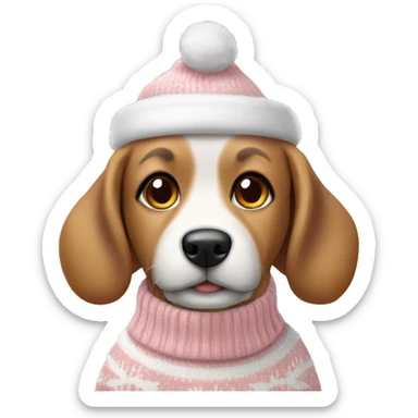 Dog in a light pink and white Christmas sweater  sticker