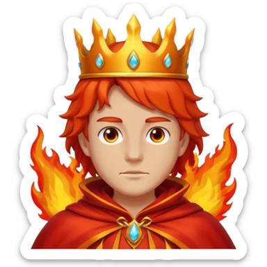 Fire King – flame crown + scarlet cloak sticker