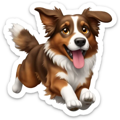 Brown Australian Shepard hopping  sticker