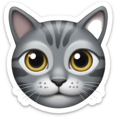 One eye missing grey cat sticker