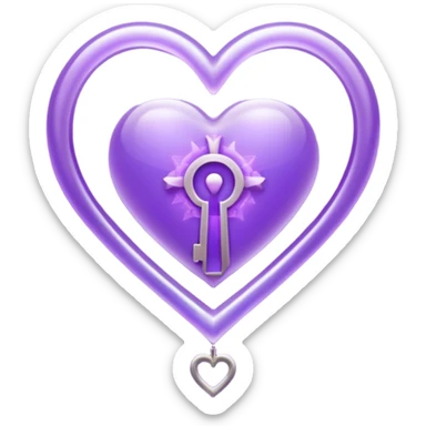 Purple ethereal occult heart floating, glowing key-like sigil at its center, veil-like mist, liminal mystical aesthetic sticker