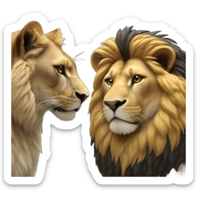 Big Lion and small black cat both pleading eyes sticker