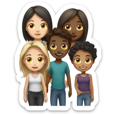 Friend group of 4 girls and 1boy sticker