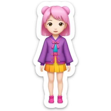 Kawaii woman Japanese full body sticker